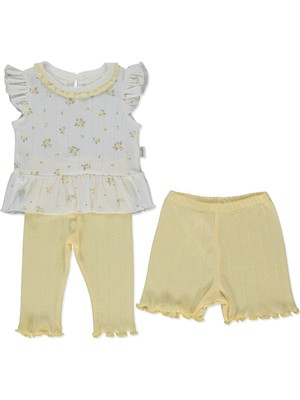 Bebetto Ajurlu Patiksiz Pijama Takımı 3lü (Bloom) Sarı