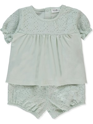 Bebetto Dokuma Şort 2li Takım (Lovely Flowers) Mint