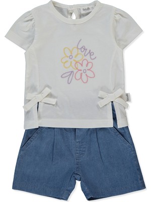 Bebetto Tencel Şort 2li Takım (Flower Gırl) Mavi