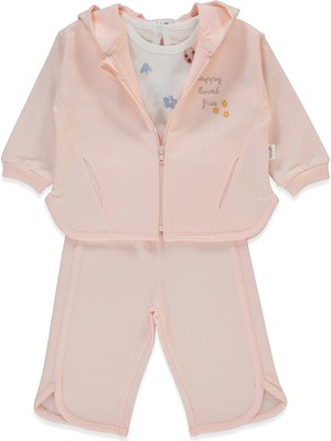 Bebetto Iki Ip Kapşonlu Hırka 3lü Takım (Loved) Somon