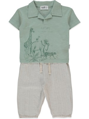 Bebetto Dokuma Pantolon 2li Takım (Safarı Club) Yeşil