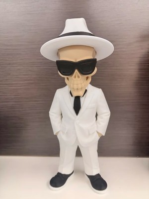 Genç 3D Skull Boss Kuru Kafa Figürü | Karizmatik Patron Büstü | Dekoratif Heykel ve Ofis Aksesuarı