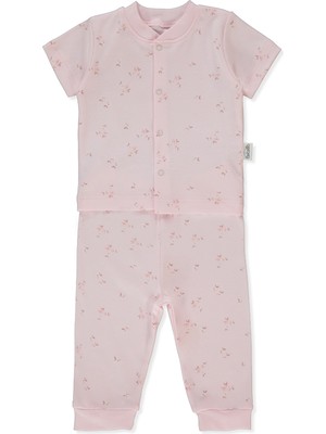 Bebetto Interlok Patiksiz Mini Pijama Takımı 2li (Flower Garden) Pembe