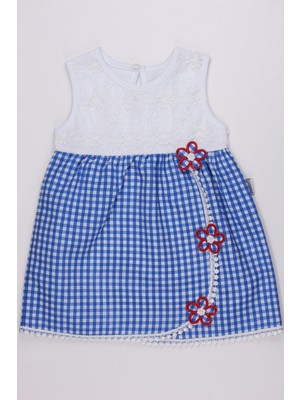 Chicsy Baby Kız Bebek Yazlık Elbise Dantel Detaylı Kareli Elbise