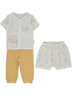 Bebetto Müslin Patiksiz Pijama Takımı 3lü (Pıllowy) Hardal