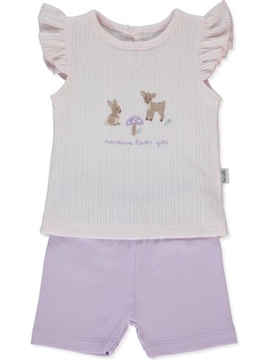 Bebetto Interlok Şortlu Pijama Takımı 2li Takım (Loves You) Lila
