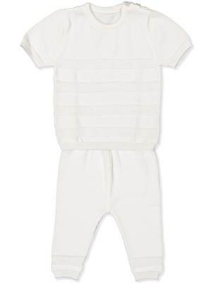 Bebetto Triko Ikili Takım (Çizgi Desen) Ekru