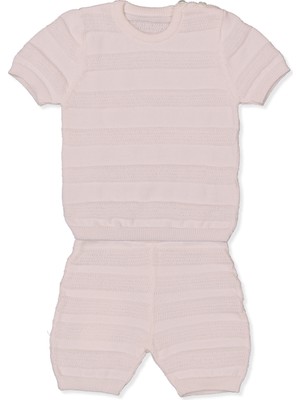 Bebetto Triko Şortlu Takım (Çizgi Desen) Pembe