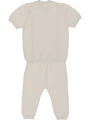 Bebetto Triko Ikili Takım (Zikzak Desen) Ekru