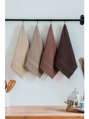 DNZGÜLCAN Ada 4'lü Havlu Seti El Havlu Yüz Havlu %100 Pamuk 30X50 cm