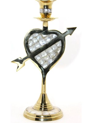 Alfa Life Marketing Pirinç Sedefli Tekli Şamdan Model 2