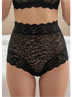 Çamaşır Kenti Siyah Dantelli Yüksek Bel Külot VENÜS-K1013