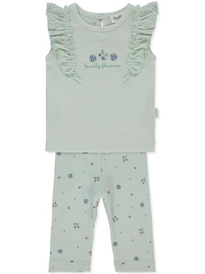 Bebetto Raporlu Interlok Tayt 2li Takım (Lovely Flowers) Mint
