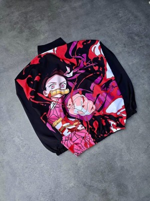 Aesco Fermuarlı Dijital Baskılı Rüzgarlık - Siyah