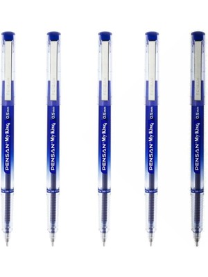 Misda Store My King Iğne Uçlu Metal Klipsli Jel Tükenmez Kalem 0.5 mm Mavi - 5 Adet GNSRKFAZ914