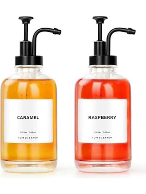 Misda Store Home 2'li 500 ml Cam Sıvı Sabunluk ve Losyonluk Seti – Yüksek Kaliteli Krom Başlık, Şık Tasarım, Çok Amaçlı Kullanım Için: Kahve Şurubu, Sıvı Yağ, Sirke, Losyon ve Sıvı Sabun (Siyah, Yuvarlak)