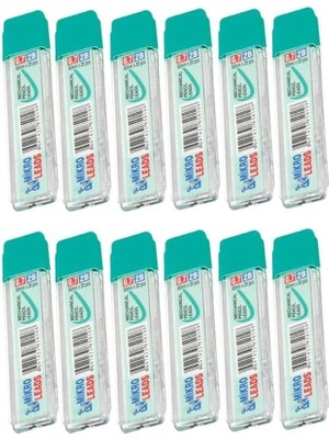 Misda Store Kalem Ucu 2b 0,7 mm 12 Adet Mekanik Uçlu Otomatik Kurşun Kalem Ucu 2b 60MM x 0,7mm Siyah Mikro Uç Kısa
