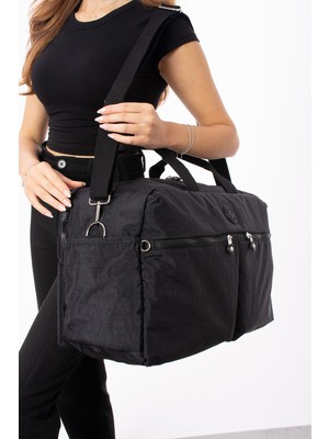 Nemo Bags Gri Seyahat Çantası, Orta Boy, Valiz Askılı Bavul, Klinkır Su Geçirmez Kumaş Spor Çantası, 46X30CM