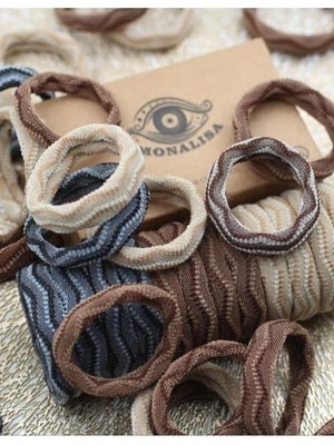 Misda Store Kahverengi Desenli 12'lihavlu Lastik Toka Seti, Toka Organizer, Toka, Kız Çocuk Toka, Toka Organizer