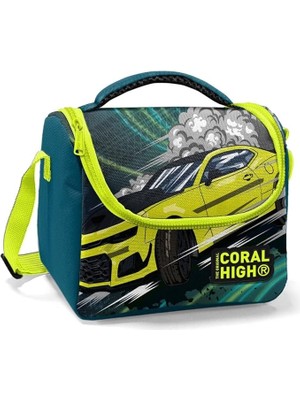 Misda Store High Erkek Çocuk Okul Beslenme Çantası - Yeşil-Sarı Yarış Arabası