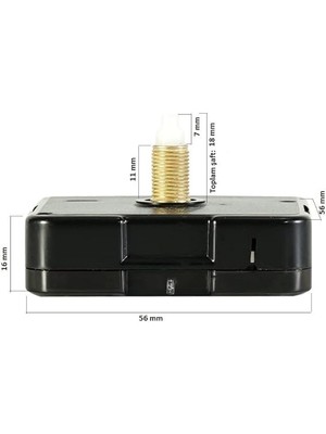 Misda Store Saat Mekanizması, 18 mm Sessiz Duvar Saati Mekanizması Askısız Akrep-Saniye-Yelkovan Set EXIZNM504