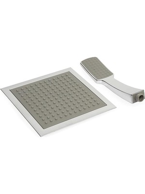 Misda Store Quadro Model Banyo Tepe Duş Başlığı Başlık Kireç Kırıcılı Sistem (Ikili Set)