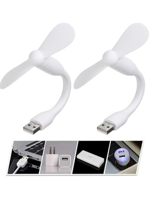 Misda Store Mini USB Vantilatör, Esnek Mini Fan, El Vantilatörü, Pc, Powerbank, USB Cihazları Ile Kullanılabilir, Sessiz Taşınabilir USB Mini Soğutma Fanı Soğutucu, Seyahat Fanı (2 Adet)