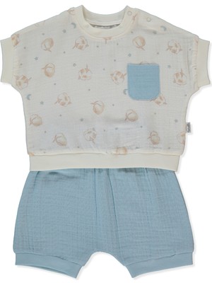 Bebetto Müslin Şortlu Pijama Takımı 2li (Pıllowy) Mavi