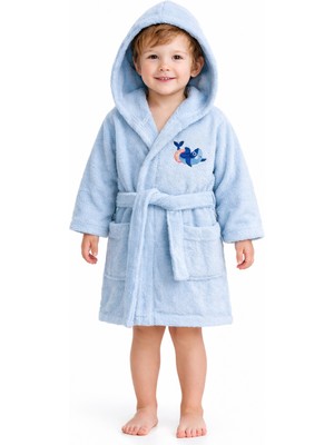 Premium 350 Gsm %100 Pamuk Kapüşonlu Çocuk Bornozu – Hızlı Emici Güvenli Kemerli