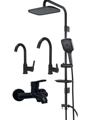 Armour Armatür Siyah Lüks Banyo Batarya Seti