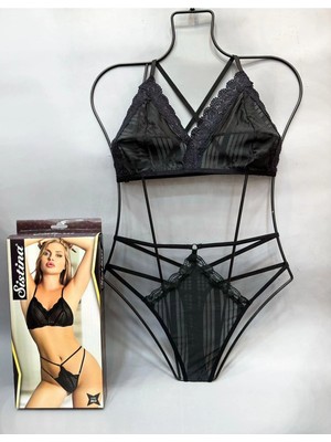 Çamaşır Kenti Siyah Bralet Sütyen Takım - B863