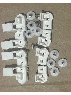 Banaks Duşakabin Duşakabin Tekerlegi Beyaz Tekerlek Takım 1 Sabit  2 Kayar 8 Li Takım