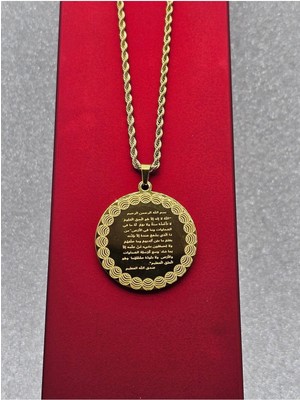 Mosso Steel Ayetel Kürsi Yazılı Çelik Kolye Altın Renk