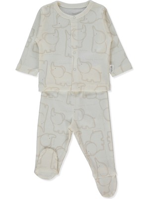 Bebetto Ribana Patikli Pijama Takımı 2li (Happy Anımal) Bej