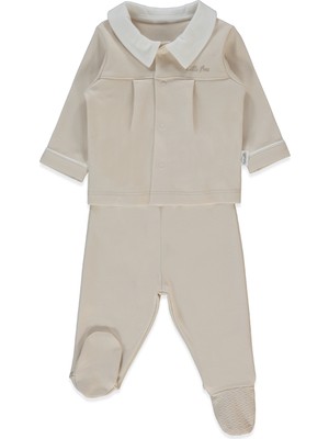Bebetto Interlok Patikli Pijama Takımı 2li (Lıttle Boss) Bej