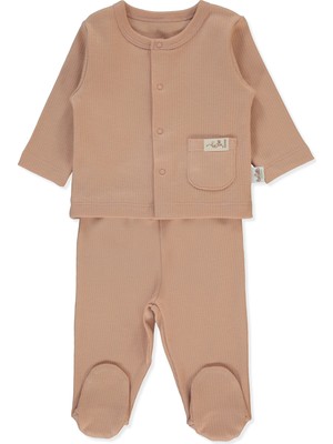 Bebetto Organik Raporlu Interlok Patikli Pijama Takımı 2li (Organıc Be Nature) Kiremit