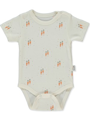 Bebetto Interlok Kısa Kollu Body Ay (Baby Carrot) Ekru