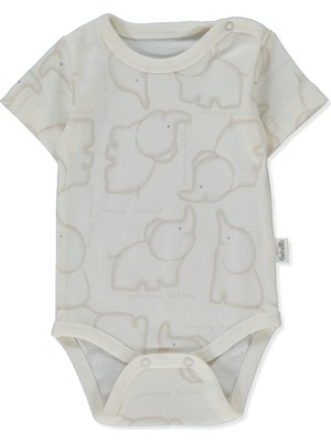 Bebetto Ribana Kısa Kollu Body Ay (Happy Anımal) Bej