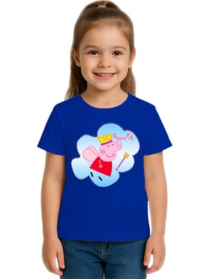 Sedirli Unisex Peppa Pig Baskılı Çocuk Tişört Pamuklu Penye Kumaş