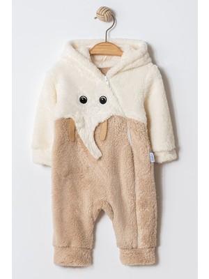 Chicsy Baby Unisex Bebek Fil Desenli Kapüşonlu Peluş Tulum