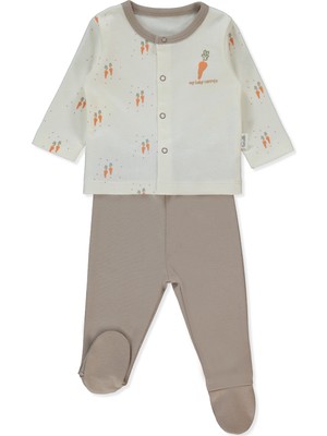 Bebetto Interlok Patikli Pijama Takımı 2li (Baby Carrot) Kahverengi