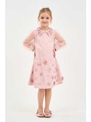 Damasqino Kız Çocuk Elbise 4-8 Yaş 9077