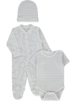 Bebetto Ribana Tulum Set 3lü (Happy Anımal) Gri Melanj