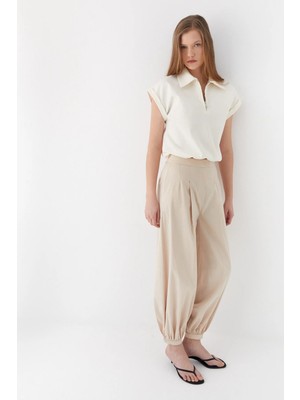 MARKALİSTE Pileli Jogger Pantolon Bej