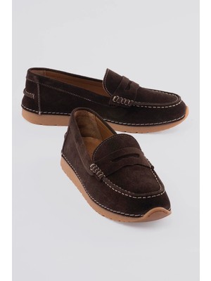 Mubiano Kadın Hakiki Süet Loafer Konfor Taban Günlük Ayakkabı Monela Kahverengi