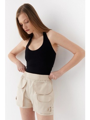 MARKALİSTE Mini Kargo Şort Bej