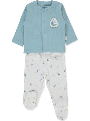 Bebetto Ajurlu Patikli Pijama Takımı 2li (Palm In The Sea) Petrol Yeşil