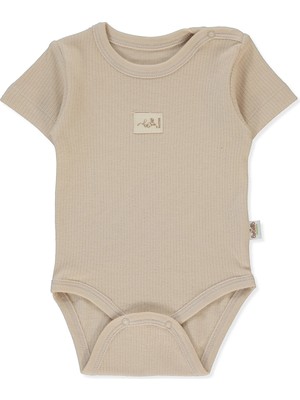 Bebetto Organıc Raporlu Interlok Kısa Kollu Body Ay (Organıc Be Nature) Bej