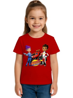 Sedirli Unisex Blaze Baskılı Çocuk Tişört Pamuklu Penye Kumaş