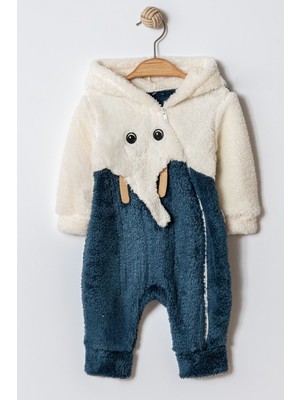 Chicsy Baby Unisex Bebek Fil Desenli Kapüşonlu Peluş Tulum